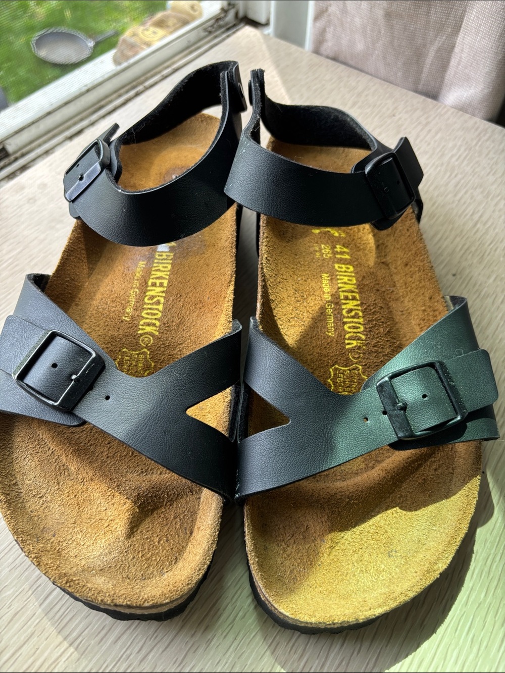 Birkenstock Black Leather Double Buckle Ankle Sandals